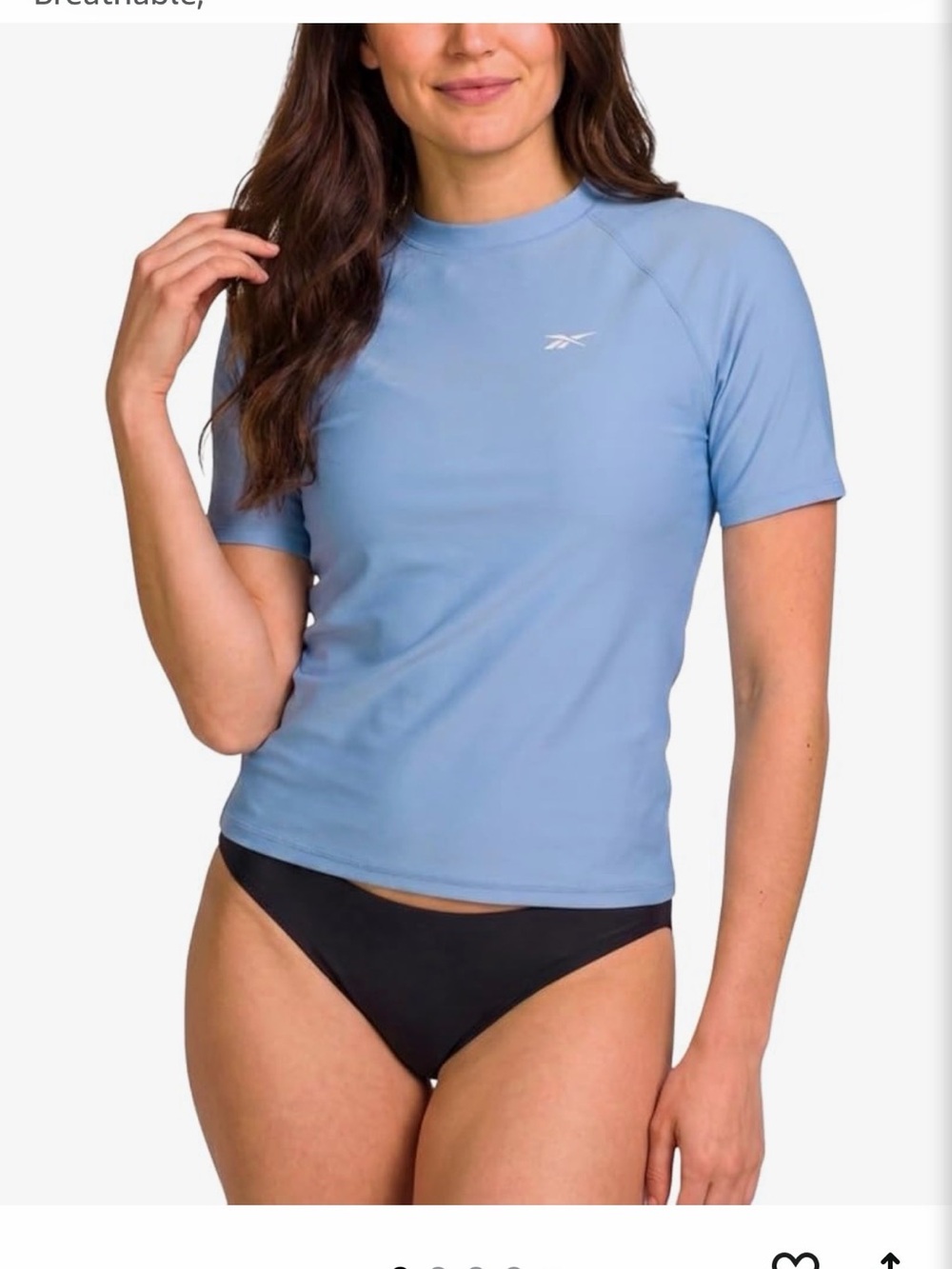 Reebok Women’s Light Blue Short Sleeve Rash Guard Swim Shirt